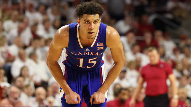 Kevin McCullar Jr. reacts during a game against Iowa State.